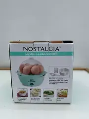 Nostalgia MyMini 7-Egg Multi-Cooker Aqua Recipes Boiled Poached Scrambled NIB