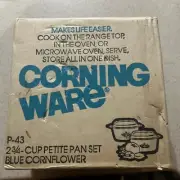 CORNING WARE P-43 " BLUE CORNFLOWER " 2 3/4 CUP PETITE PAN SET NIB