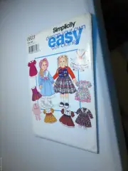 Simplicity Easy 0603 Bodice, Skirt, Sash, Vest, Pantaloon 18" Doll Pattern