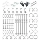 72Pcs Body Piercing Jewelry Tool Kits Needle Nipple Tongue Eyebrow Nose Li-i- FT