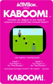 Atari 2600 Replacement Label - Kaboom! Die cut & Free Shipping