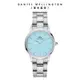 Daniel Wellington 手錶 Iconic Link Capri 28/32mm清新藍精鋼錶-粉藍錶盤(DW00100540 DW00100541)/ 28ｍｍ