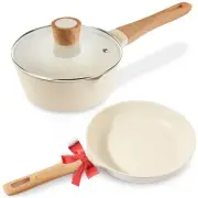Pots and Pans Set Nonstick - 3 Piece Granite Kitchen Cookware Sets 8" Non sti...