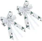 2 pcs Large Christmas Ribbon Bows Exquisite Tree Topper Ornaments for Xmas for Wreath Decoration Convenient Practical Use Add Festive Atmosphere