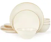 Famiware Jupiter 12 Pc Dinnerware Set Plates and Bowls Stoneware