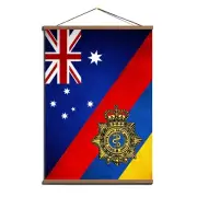 Royal Australian Army Medical Corps Unique Design Flag; Canvas, Wooden Hanger