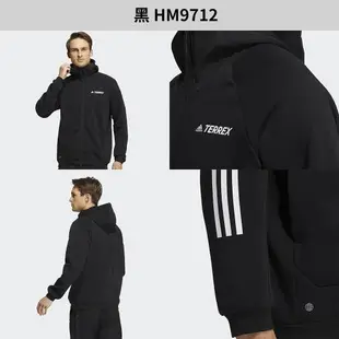 Adidas 男 女 連帽外套 休閒 雙拉鍊 刷毛 拉鍊口袋 黑 HM9712 / 綠 HM9709