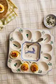 New Anthropologie Lexington Bunny Deviled Egg Platter 12 Egg Compartments