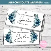 DIGITAL or PRINTED CHRISTENING BIRTHDAY CHOC WRAPPER ALDI PARTY FAVOUR WRAPPERS