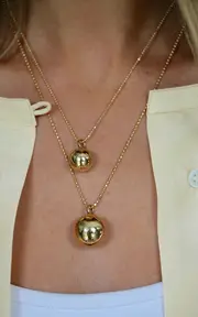 [Devon Woodhill] 18K Yellow Gold Classic Halo Ball Locket Necklace