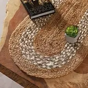 Madhu International Jute Runner, Handwoven Braided Jute Table Runner for Country Farmhouse Decor, Natural Fiber Table Runner, Vintage Dining Table Oval Runner, Boho Style Runner