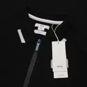 Brax NWT Percy Hi-Flex 1/4 Zip Short Sleeve Polo Shirt Size Medium Solid Black