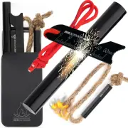 Ferro Rod Flint Fire Starter Kit 4 Inch Multi-Tool Striker Paracord Hemp Wick