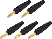 uxcell 5 Pcs 4mm Banana Plugs, 20A 9.5mm OD 53.8mm Length Speaker Wire Cable Plug Connectors, Banana Jack Connector for Speaker Wire Audio Cable, Black