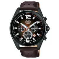 在飛比找momo購物網優惠-【ALBA】送禮首選 三眼計時男錶 皮革錶帶 漸層棕 防水1