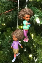 2 Karma's World Grant Girl Christmas Tree Ornament -NET Micrphone Dance