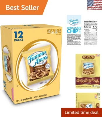 12 Pack of Crispy Chocolate Chip Cookies - Each 1.2 Oz, Perfect for Snacking