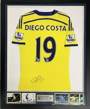 DIEGO COSTA Signed Jersey Shirt Chelsea + Photo Collage +Engraved Plq Framed COA