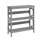 Elka 3-Tier Wooden Low Display Shelf Unit Bookcase Grey