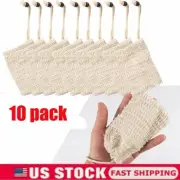 10 Pack Natural Sisal Soap Bag Exfoliating Soap Saver Pouch Holder US