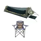 Adventure Kings Kwiky Single Swag 50mm Mattress + Camping Chair Rated to 300kg