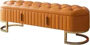 Bed End Bench High-Grade Leather Sofa Bench Bedroom Bedside Bench Modern Simple Checkroom Shoe Bench with Storage Drawer Bedroom Bench(Orange,1.8m)