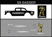 Hot Wheels(1/64),55 Gasser"Transformers"Waterslide,Printed WhiteFirst,Decals