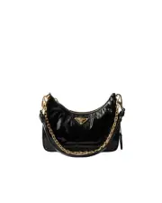 PRADA Re-Edition Mini $2600 Black Naplak Patent Leather Shoulder Bag New