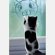 VNLMKS 5D Diamond Painting Kits Round Full Drill Diamond Arts Craft Crystal Rhinestone DIY Cross Stitch Black and White Cute cat Personalised Diamond Painting for Home Wall Decor 30×40cm