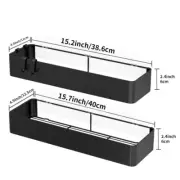 2 Packs Black Shower Storage Rack Wall Mount Bathroom Organizer Shelf with Hooks