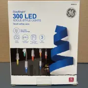 GE Staybright 300 Multi Color LED Icicle Style String Lights 16.2 ft White Wire