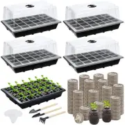 Seed Starter Tray Kit 4 Sets with Humidity Dome and 100 Peat Pellets