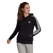 Adidas Women's Essentials Fleece 3-Stripes Full-Zip Hoodie - Black/White