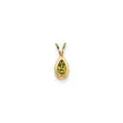 14K Yellow Gold 6x4mm Pear Peridot bezel pendant