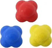 Yardwe 3pcs Agility Reflex Training Balls Bouncing Reaction Balls for Fitness Coordination Speed High Difficulty Red Blue Yellow Baseball Tennis Badminton More