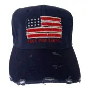 NEW Bass Pro Shops Men's American Flag Adjustable Cap/Hat-Navy Blue