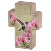 He Will Cover You Psalm 91:4 - 4 x 2.75 MDF Wood Tabletop Block Cross Sign