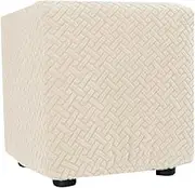 Square Footstool Cover 50x 50/60 x 60cm Stretch Jacquard Ottoman Cover Thicker Large Stretch Pouffe Cover Anti-Slip Foot Stool Slipcovers with Elastic Bottom, Machine Washable (Color : #1, Size : 50