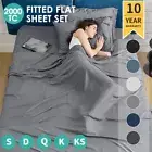 2000TC Ultra Comfort Soft Flat Fitted Sheet Set Bed Single Double Queen King NEW