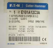 EATON CUTLER HAMMER E101A12C3A 1.4-4.4 Amp 24 VDC 3 HP IT. IEC Starter