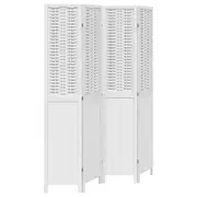 vidaXL Room Divider Privacy Screen Partition 4 Panels White Paulownia