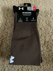 UA Under Armour Over the Calf Adult Soccer Socks Brown Medium