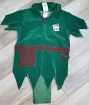 Disney Store Peter Pan Halloween Dress Up Velvet Costume Top & Pants Size 8-10