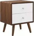 MOD-7017-WAL-WHI Transmit 2-Drawer Nightstand, Walnut White