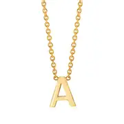 9ct Yellow Gold Initial "A" Pendant On 43cm Chain