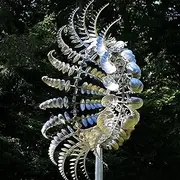 2Pcs Unique and Magical Metal Windmill, 3D Wind Powered Kinetic Sculpture, Stainless Steel Wind Spinners, Wind Mill for Yard and Garden, Wind Catchers Metal Outdoor Patio Decoration