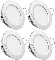Obeaming 4 x DC 12V LED Downlights RV Campervan Recessed Ceiling Lights 2.5W Dimmable Spot Lights 215LM for Motorhome Boat Van Caravan Kitchen Cabinet (Silver, 5000K)
