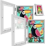 2Pcs Kids Art Frame A4 Front Opening Photo Frames with Stand Wooden Kids Artwork Display Frame for 150 A4 Pictures Horizontal and Vertical Picture Display for Kids Crafts Drawing(White)