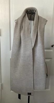 RAG & BONE Brown/grey Undyed Addison Scarf $225 Merino Wool Knit Clean Edge 76”
