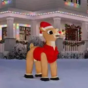 Rudolph The Red Nose Reindeer Light Up Nose Inflatable Airblown 5.5 Ft Life Size